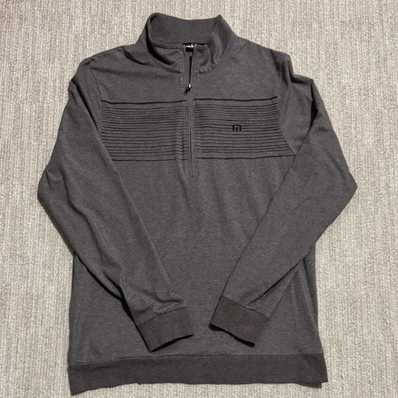 Travis Mathew Men's Size S Coffee Brown Smoke Signals 1/2 Zip Golf Sweatshirt - Picture 3 of 13